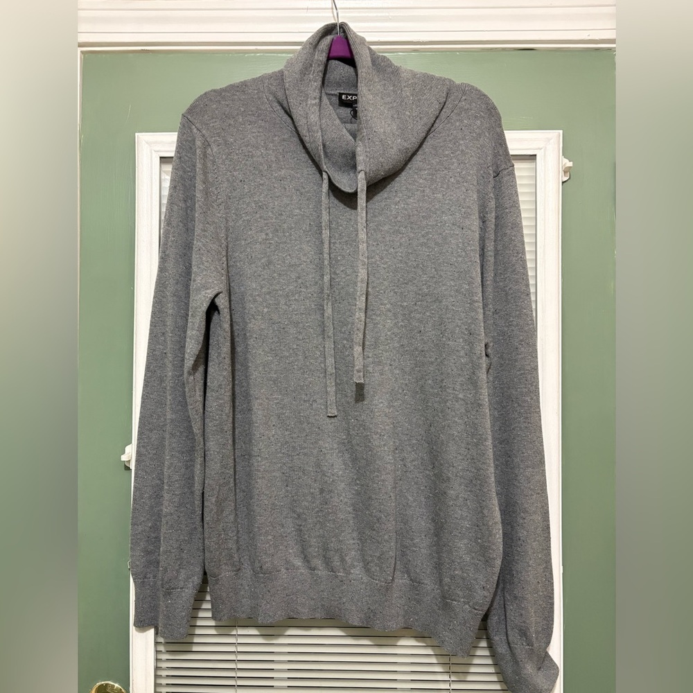 Express Men's Gray  100% Cotton Cowl Neck Pullover Sweater Sz XL